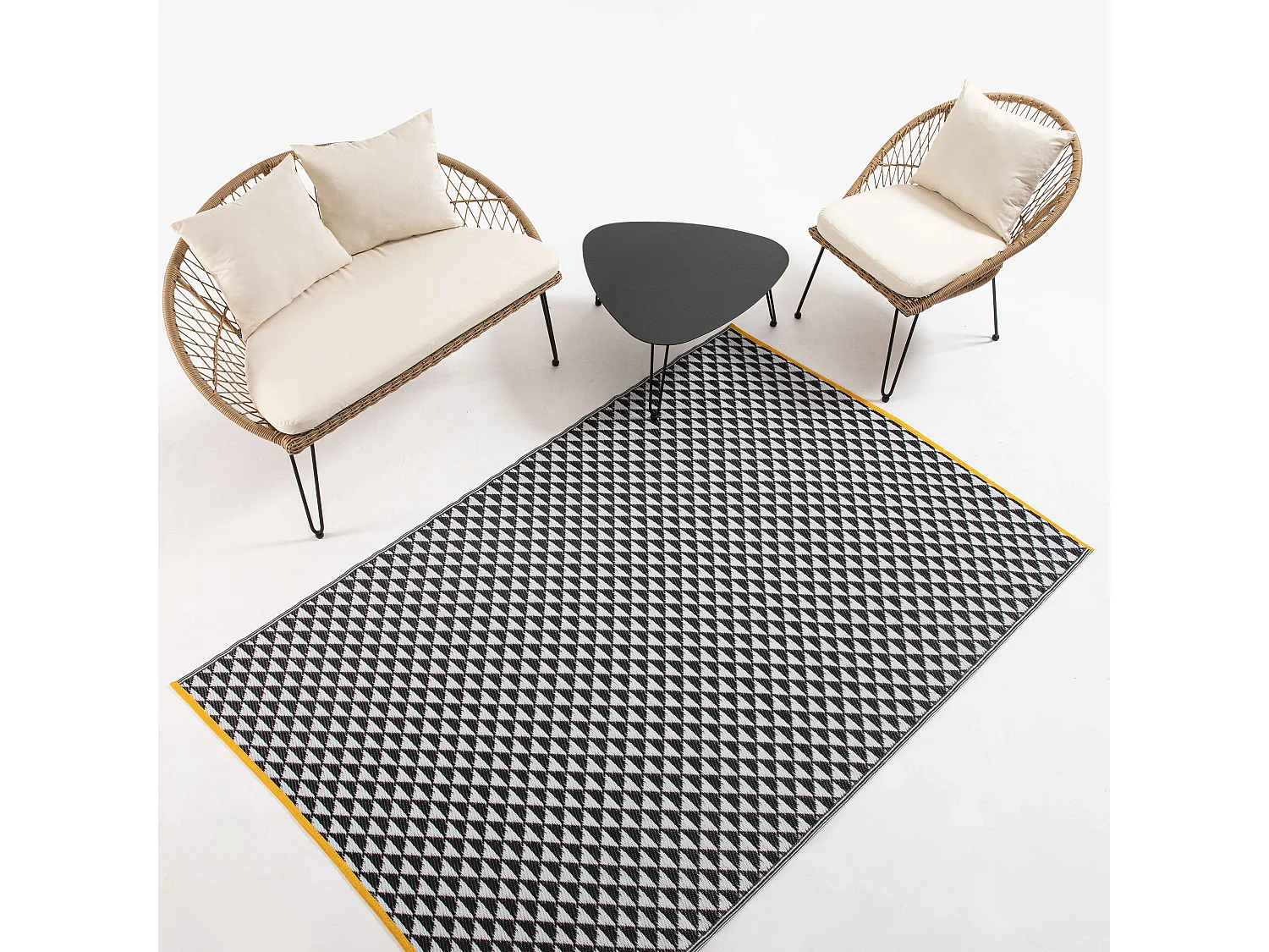 Tapis d'extérieur polypropylène noir 230x160 cm