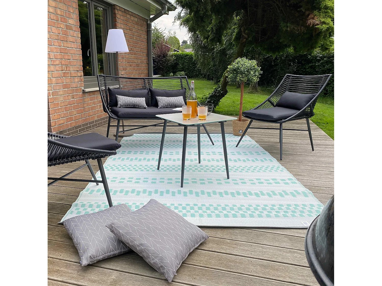 Tapis d'extérieur en polypropylène recyclé bleu 230 x 160 cm