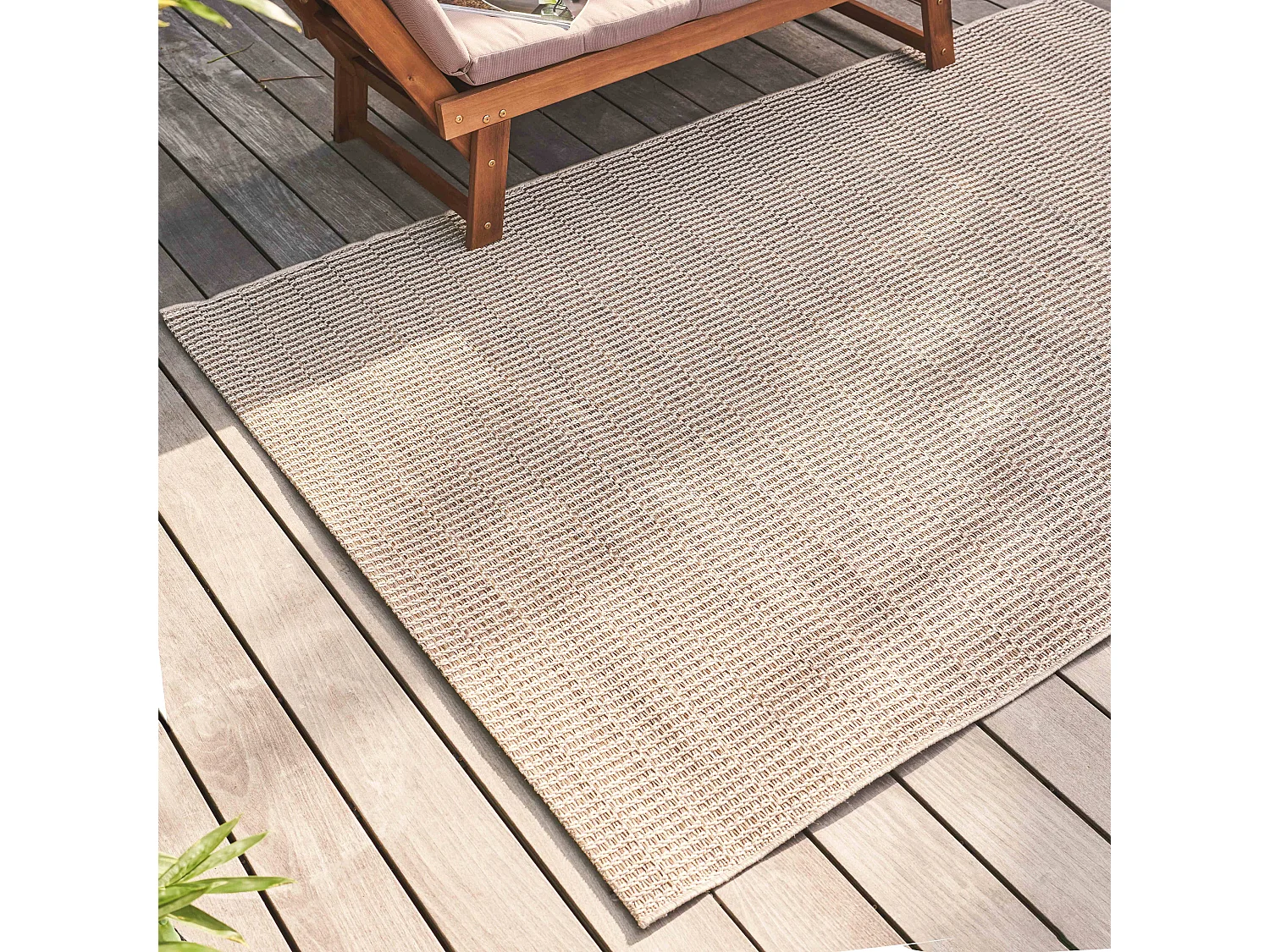 Tapete de exterior de polipropileno de 120 x 170 cm en color beige