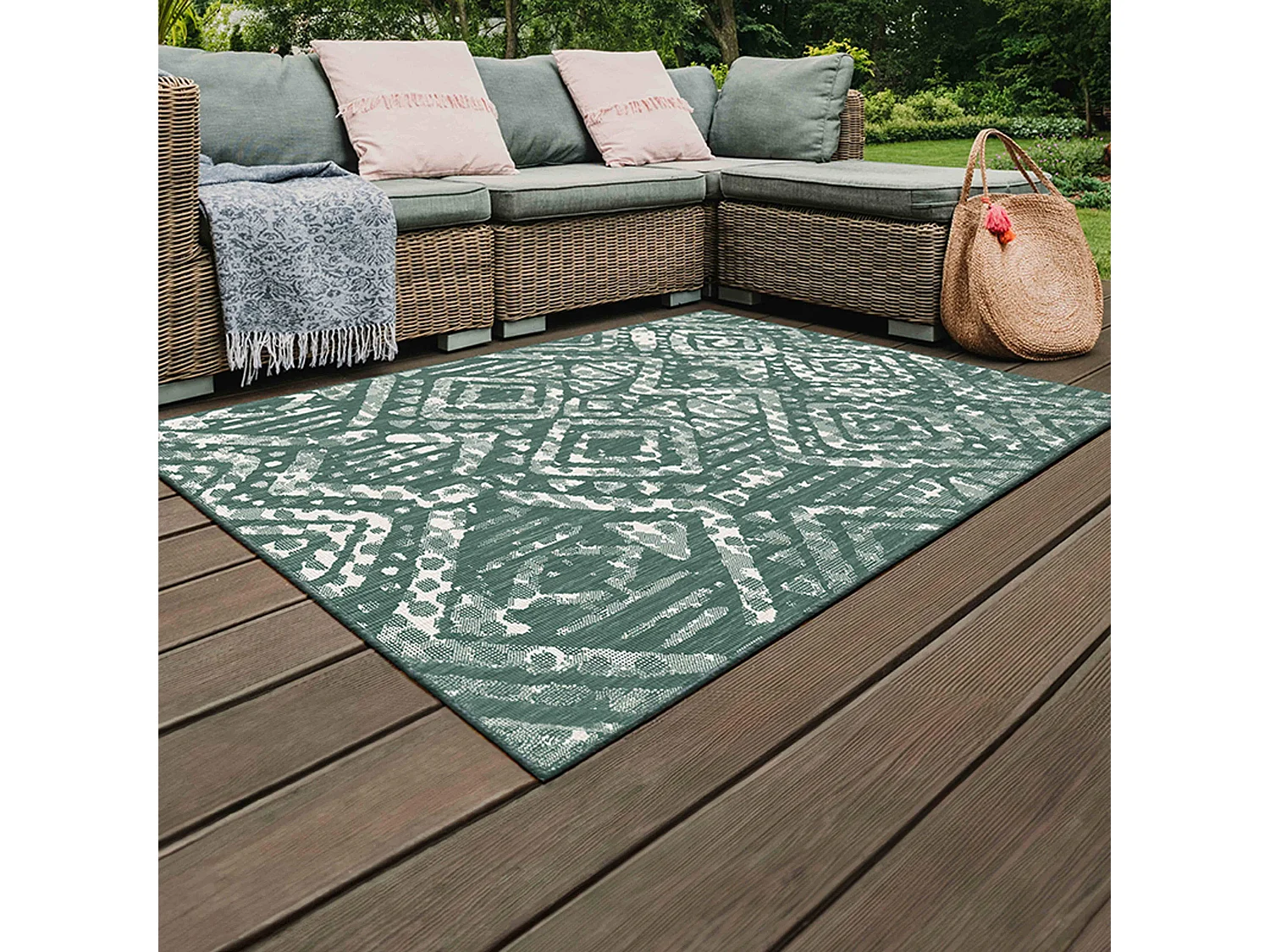 Tapis d'extérieur en polypropylène 120 x 170 cm vert