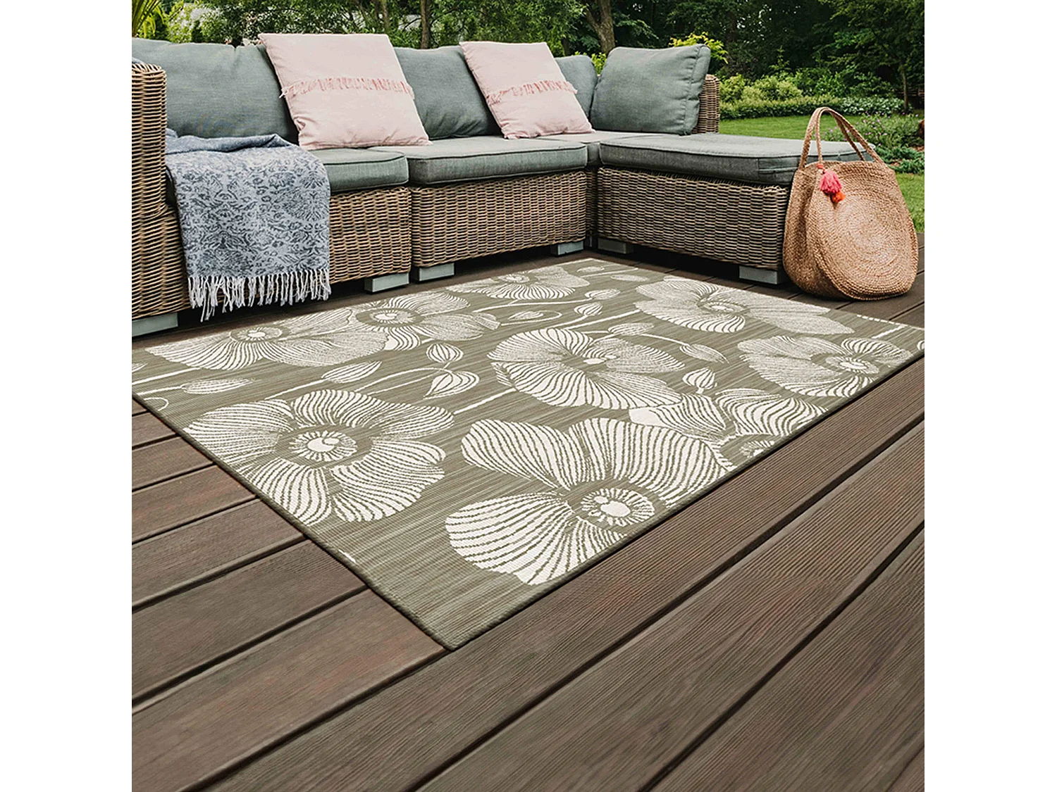 Tapis d'extérieur en polypropylène 120 x 170 cm taupe