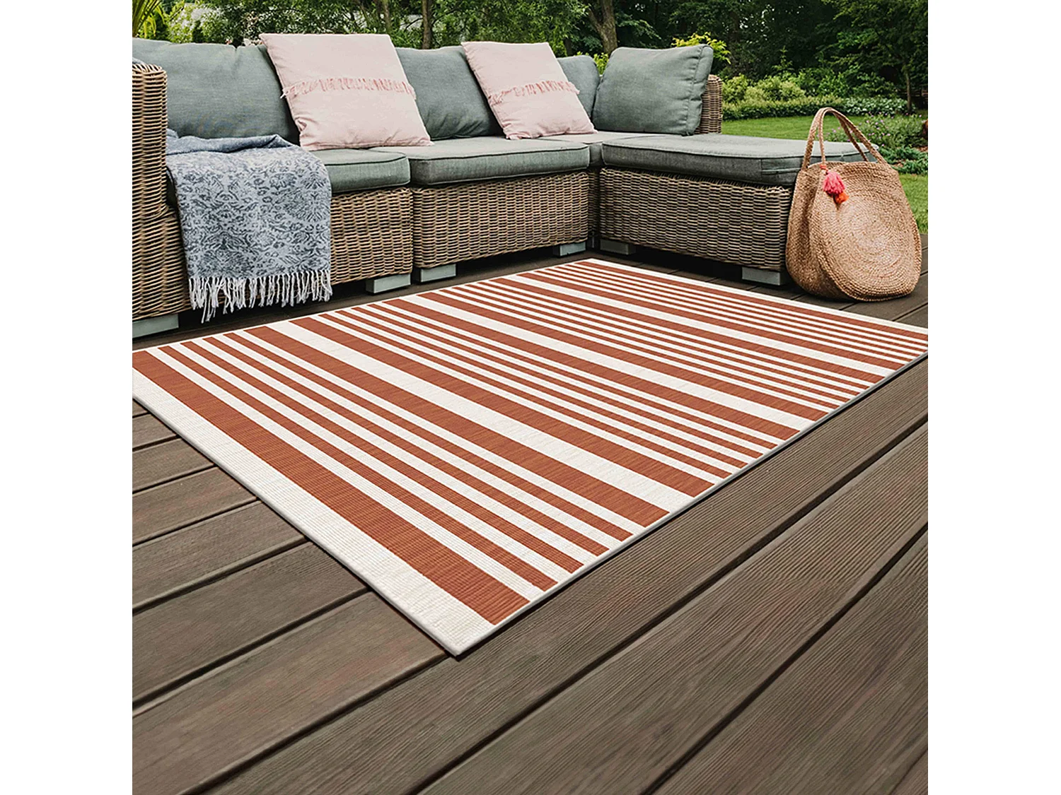 Tapis d'extérieur en polypropylène 160 x 230 cm terracotta