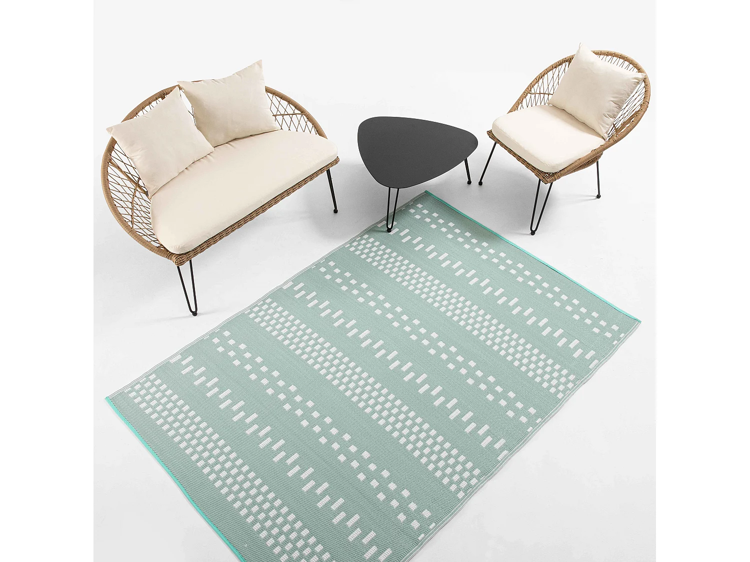 Tapis d'extérieur en polypropylène recyclé bleu 180 x 120 cm