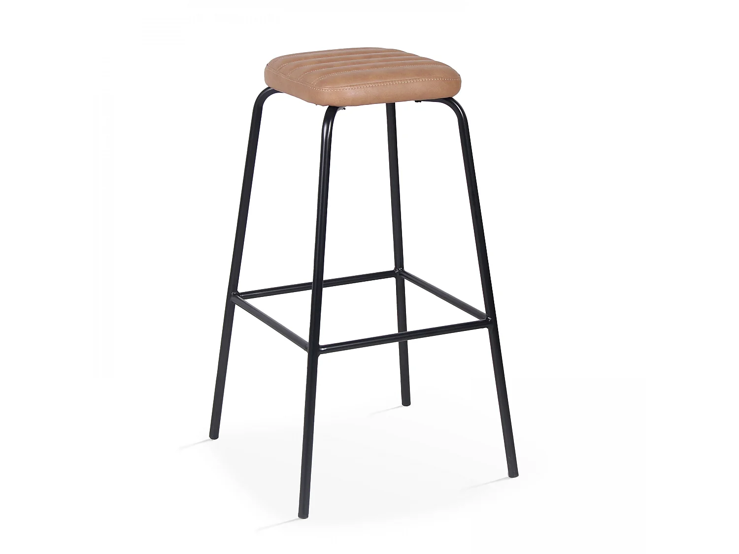 Lot de 2 tabourets hauts en textile enduit marron clair