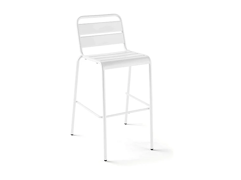 Chaise de bar haute en métal blanc - Palavas
