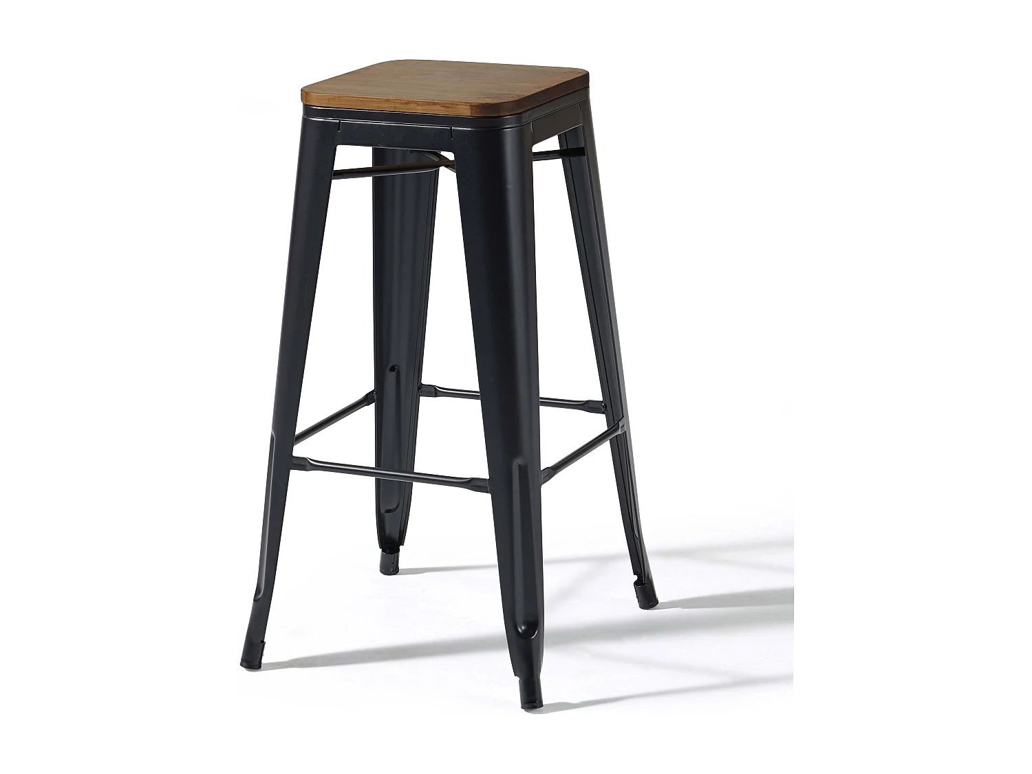 Lot de 4 tabourets de bar en acier noir mat