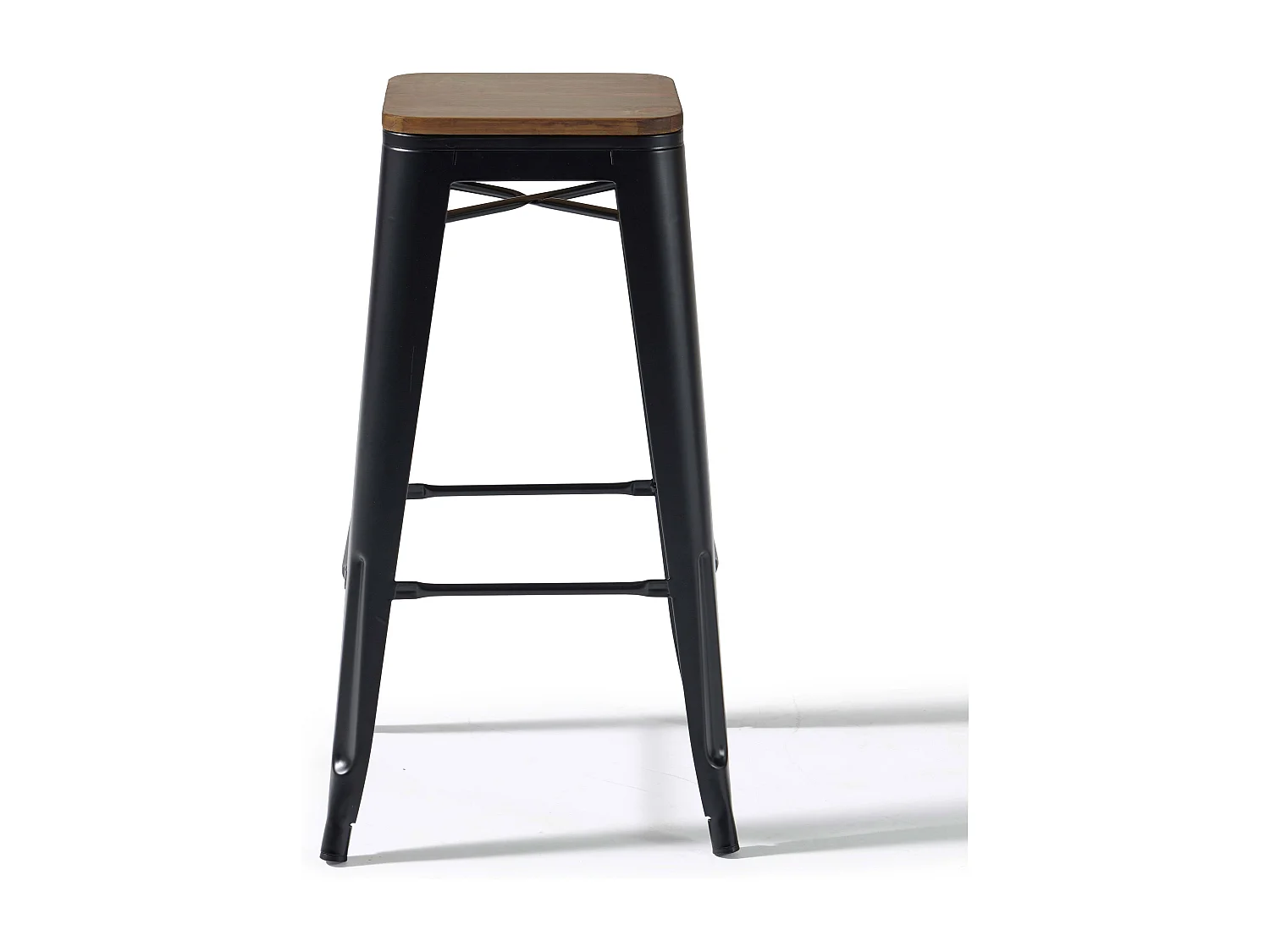 Lot de 4 tabourets de bar en acier noir mat