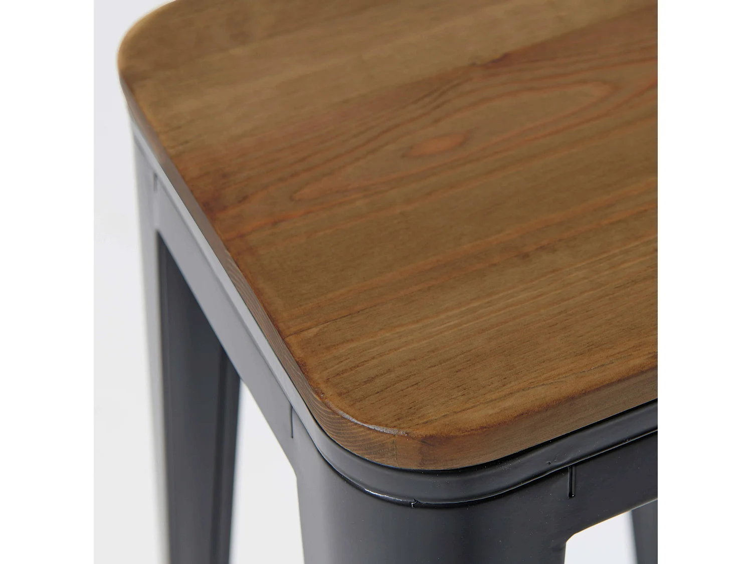 Lot de 4 tabourets de bar en acier noir mat