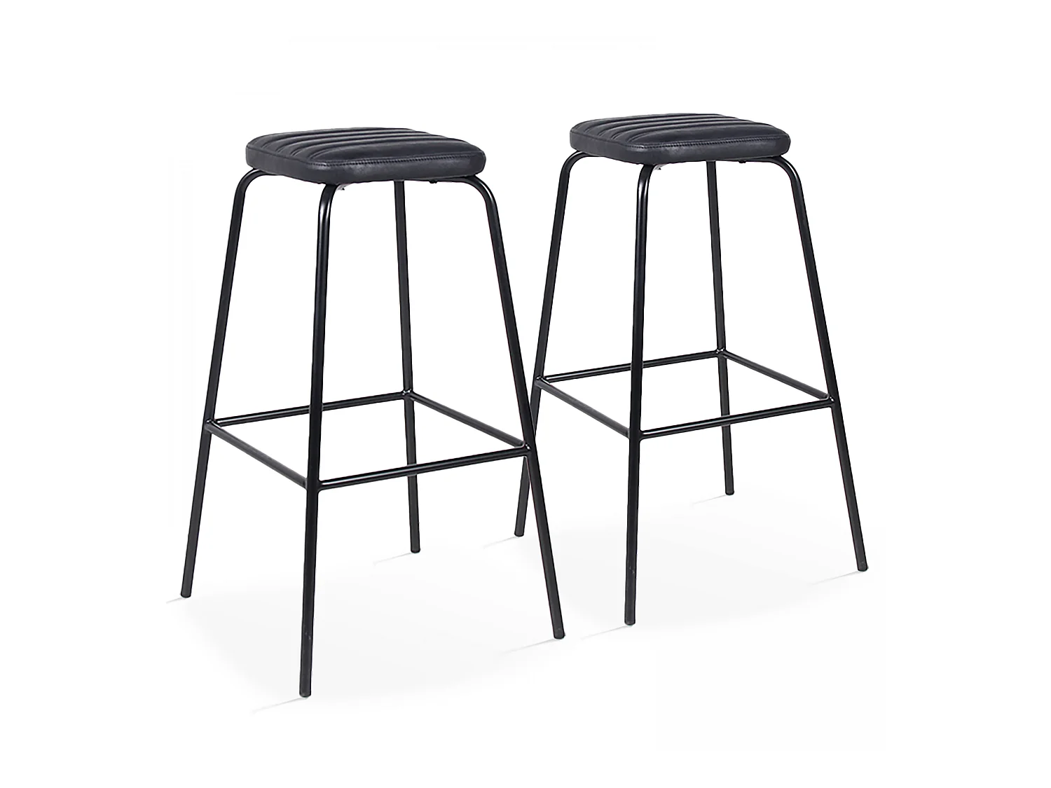 Lot de 2 tabourets hauts en textile enduit noir