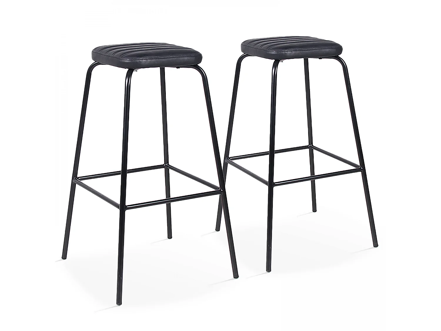 Lot de 2 tabourets hauts en textile enduit noir