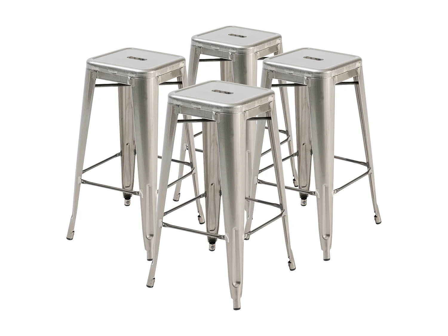 Lot 4 tabourets de bar en métal gris mat