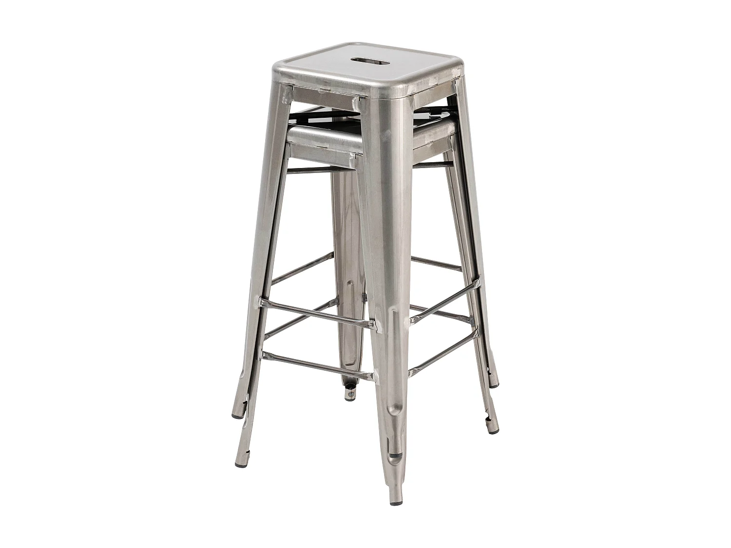 Lot 4 tabourets de bar en métal gris mat