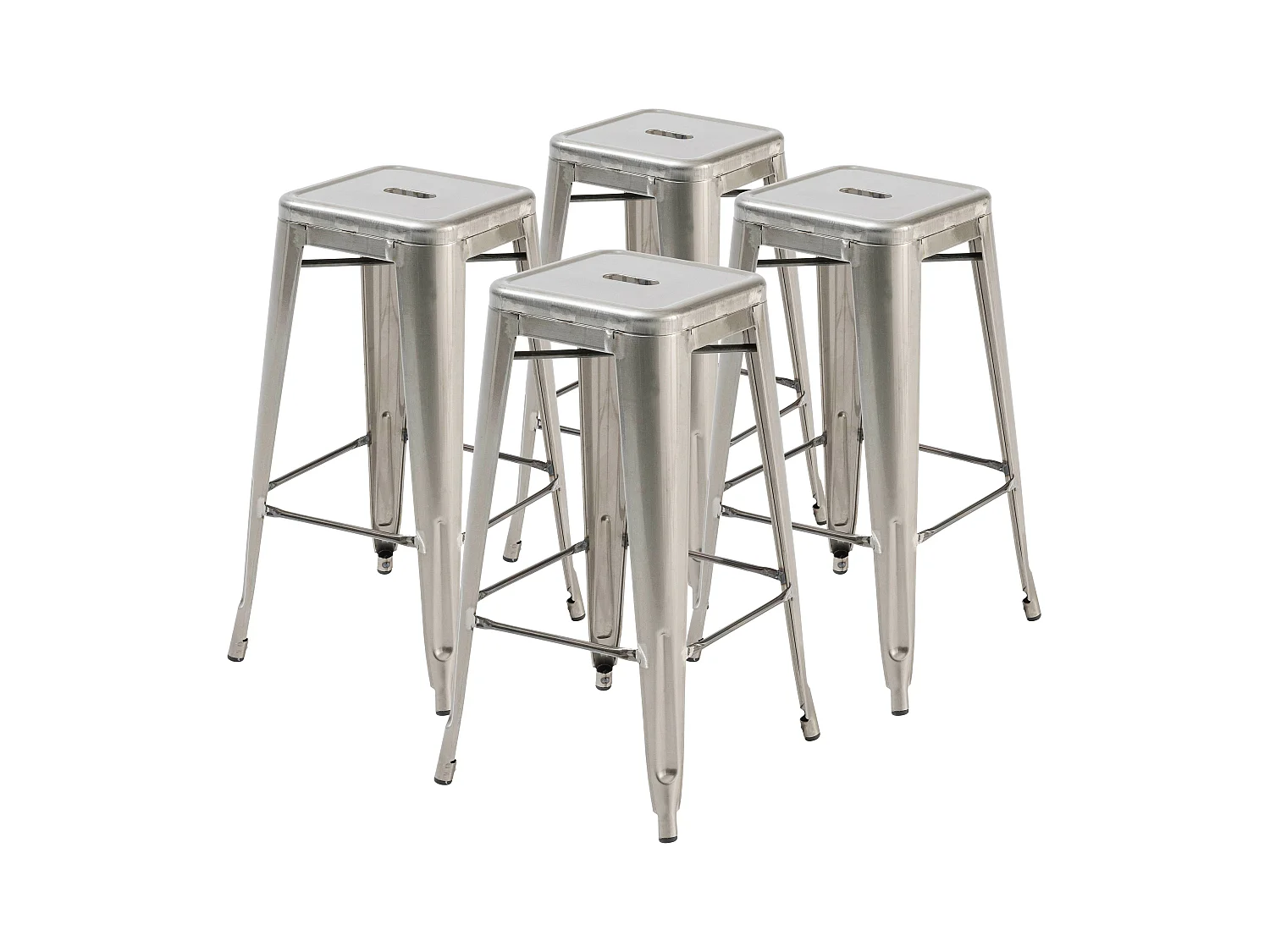 Lot 4 tabourets de bar en métal gris mat