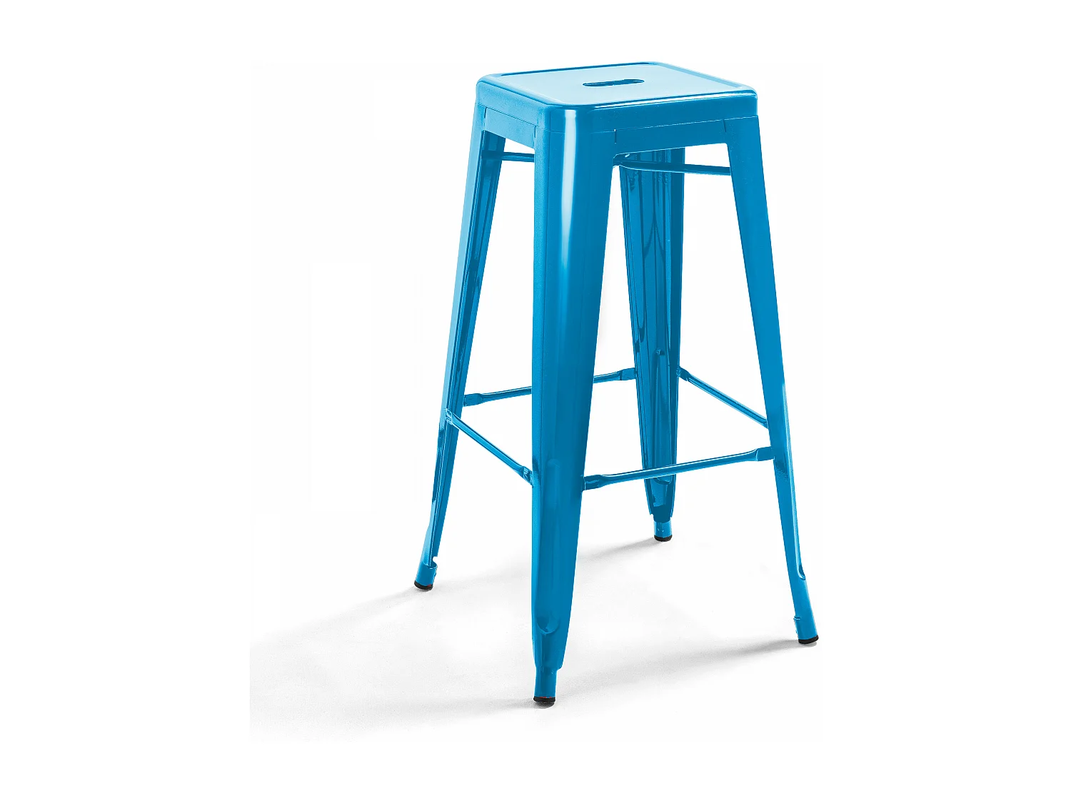 Lot de 4 tabourets de bar acier bleu brillant