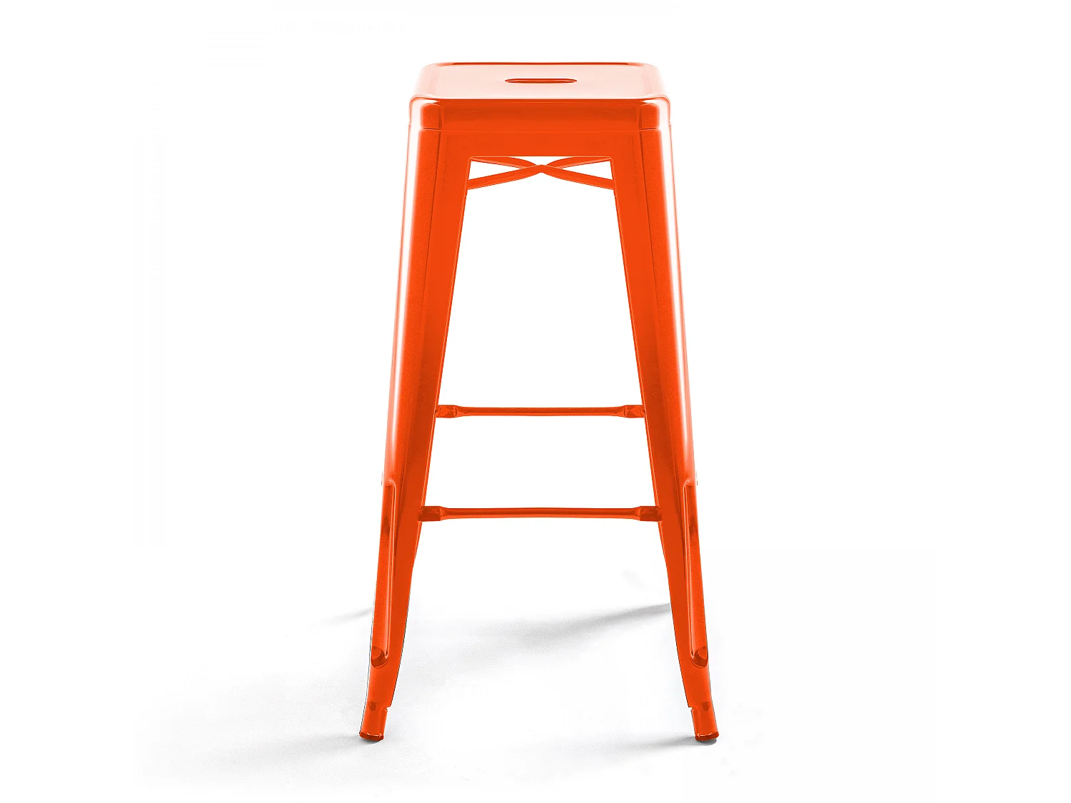 Lot de 4 tabourets de bar acier orange brillant