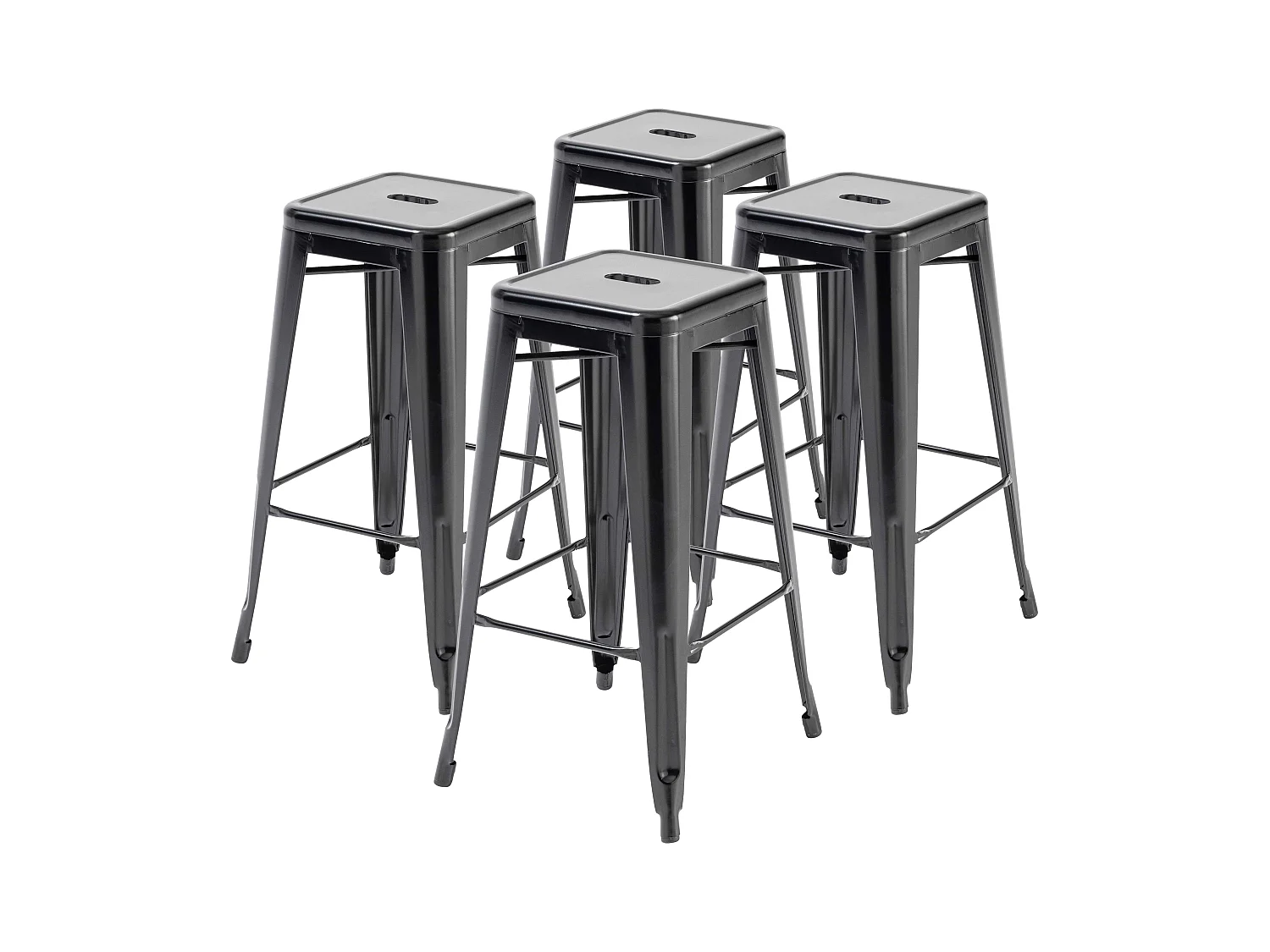 Lot 4 tabourets de bar en métal noir mat