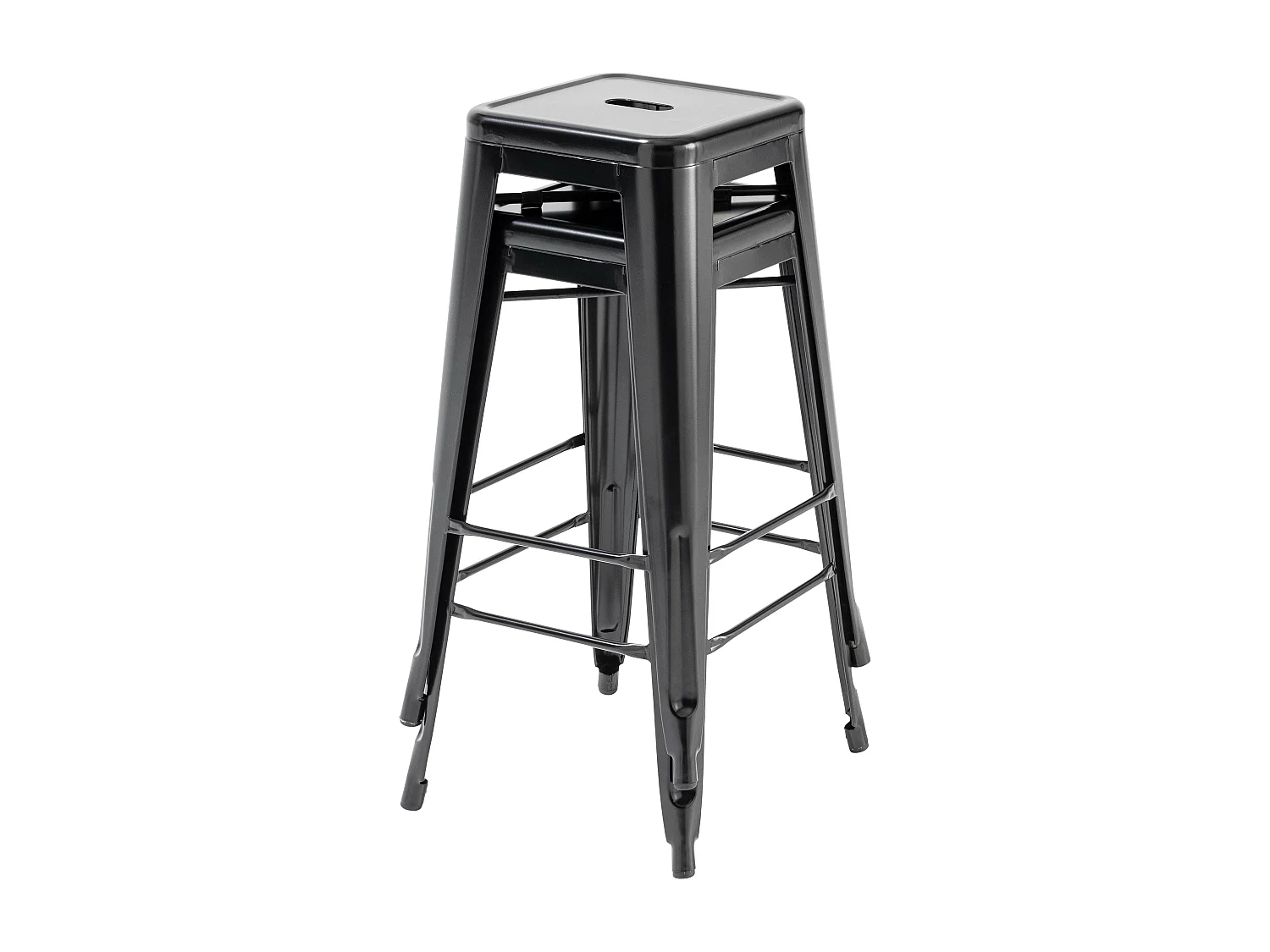 Lot 4 tabourets de bar en métal noir mat