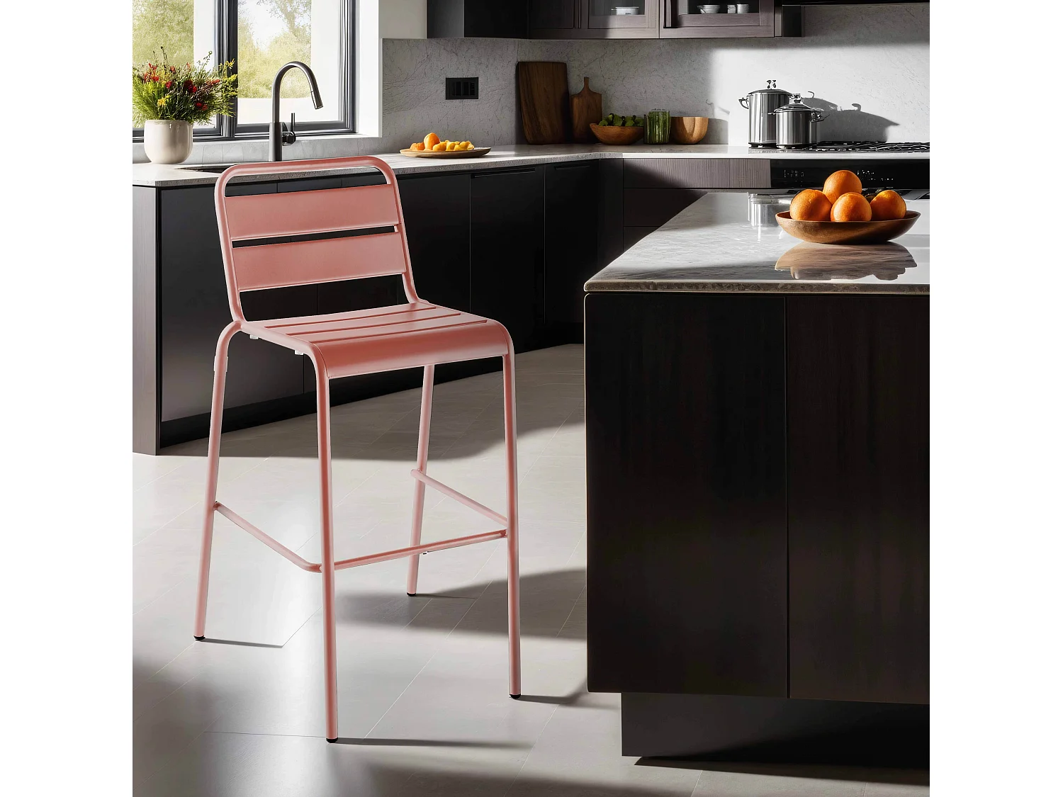 Chaise haute en métal argile - Palavas