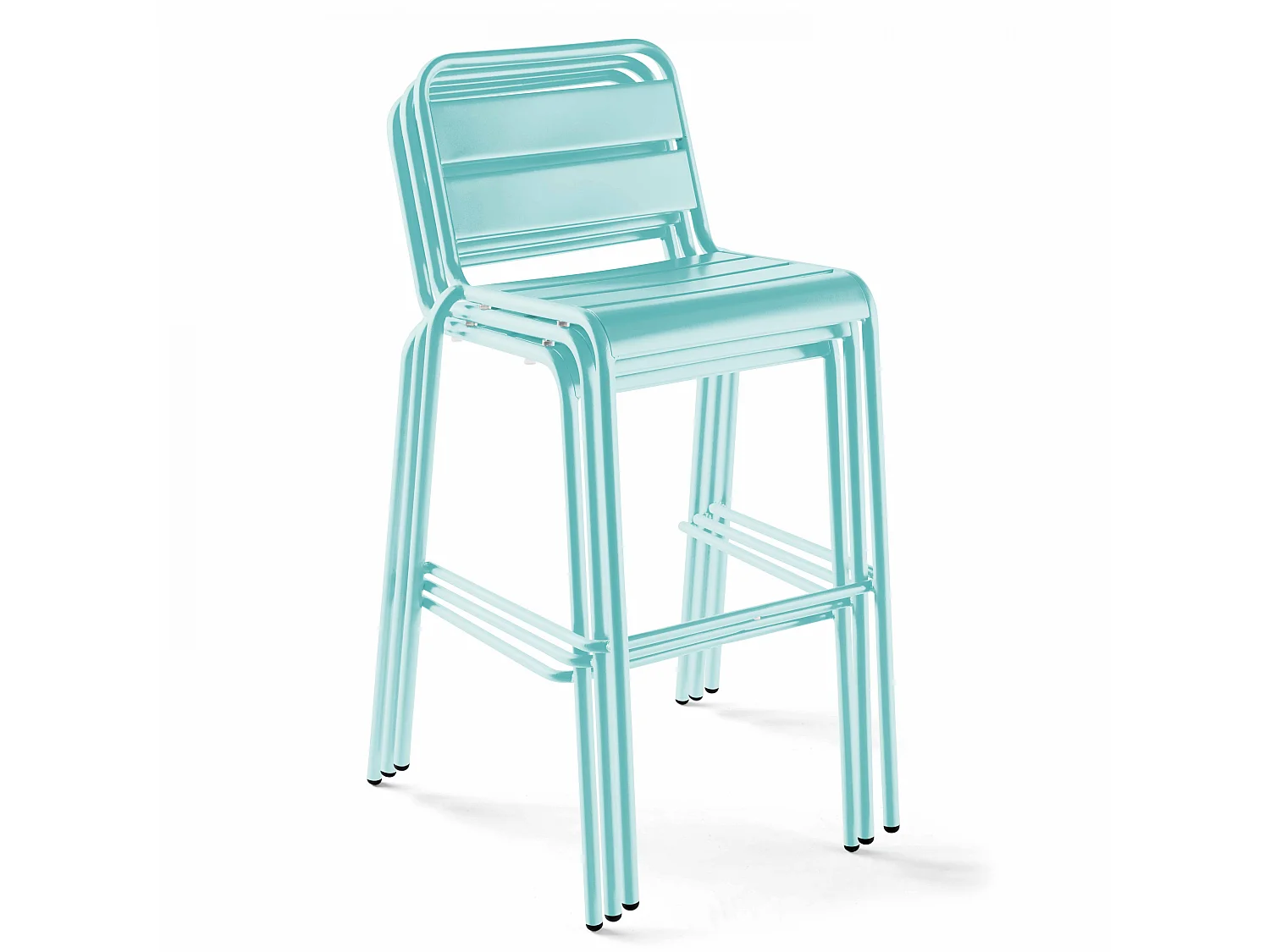 Chaise haute de jardin en métal turquoise - Palavas