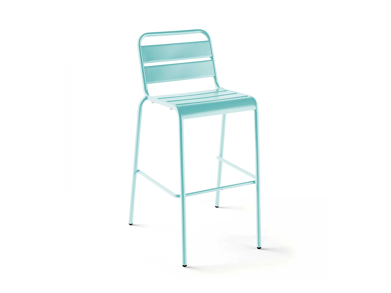 Hoge tuinstoel van turquoise metaal