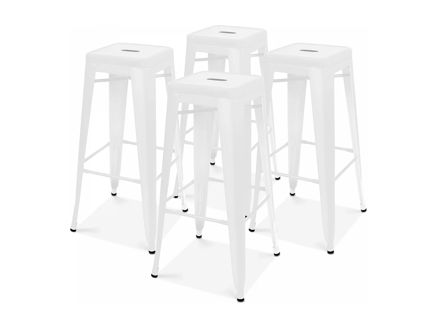 Lot 4 tabourets de bar en métal blanc mat