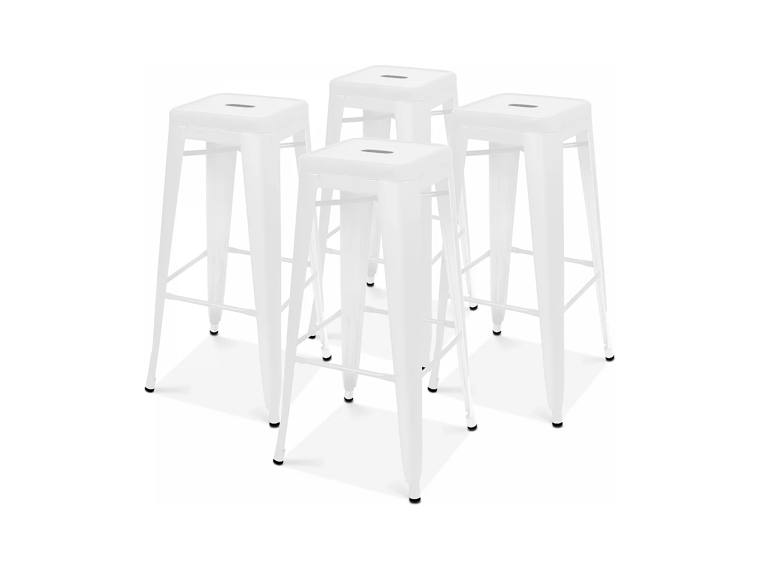 Lot 4 tabourets de bar en métal blanc mat