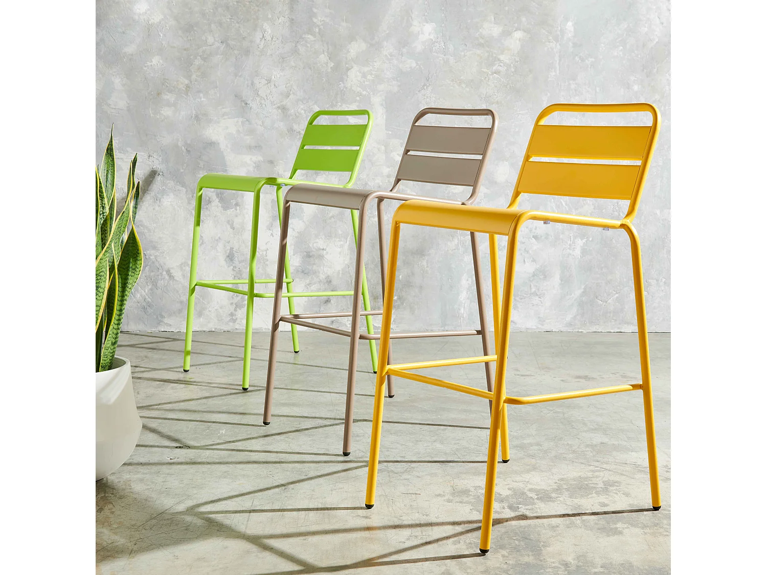 Chaise haute de jardin en métal taupe  - Palavas