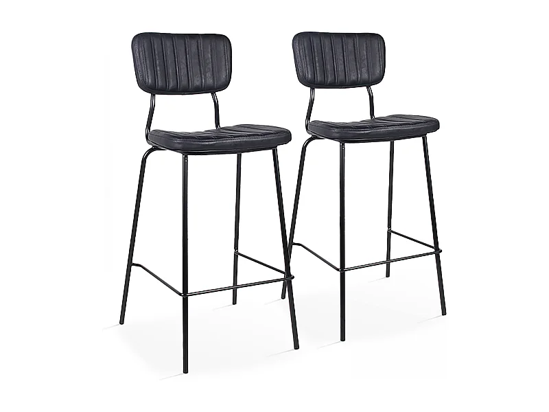 Lot de 2 chaises hautes en textile enduit noir