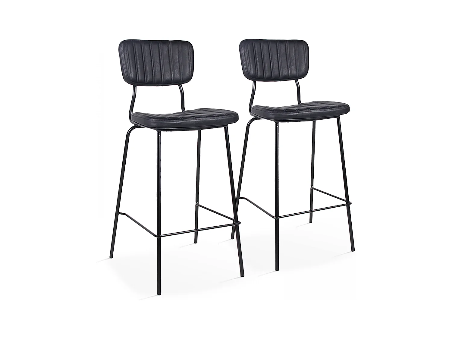 Lot de 2 chaises hautes en textile enduit noir