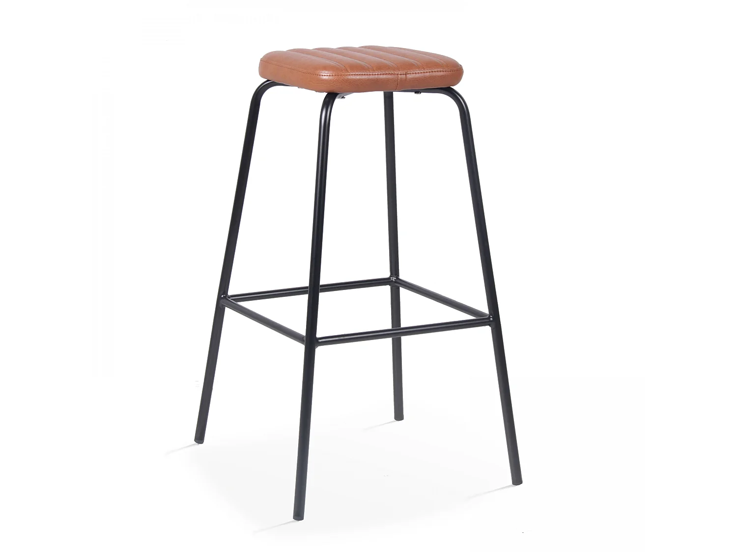 Lot de 2 tabourets hauts en textile enduit marron foncé