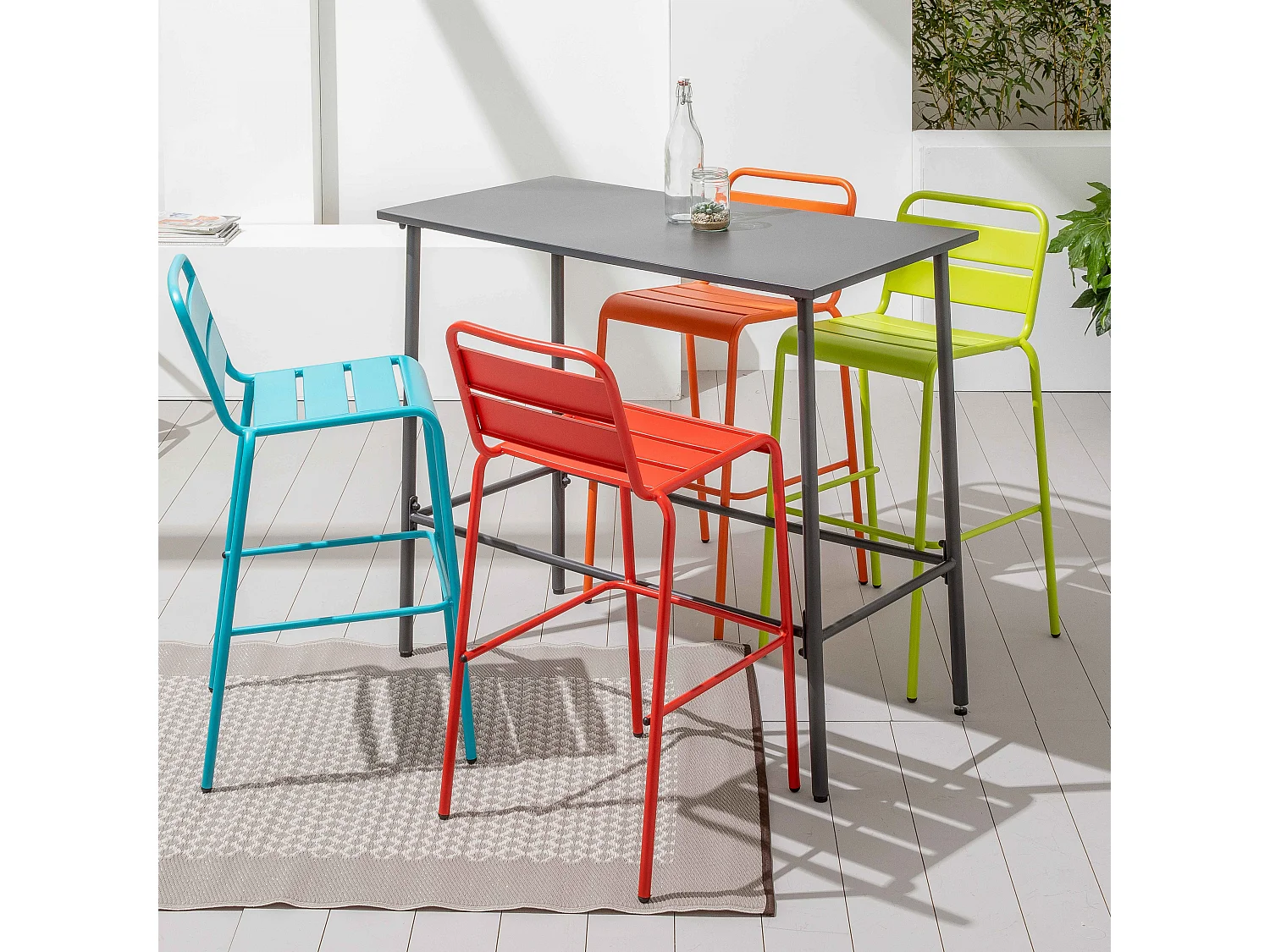 Chaise haute de jardin en métal vert  - Palavas