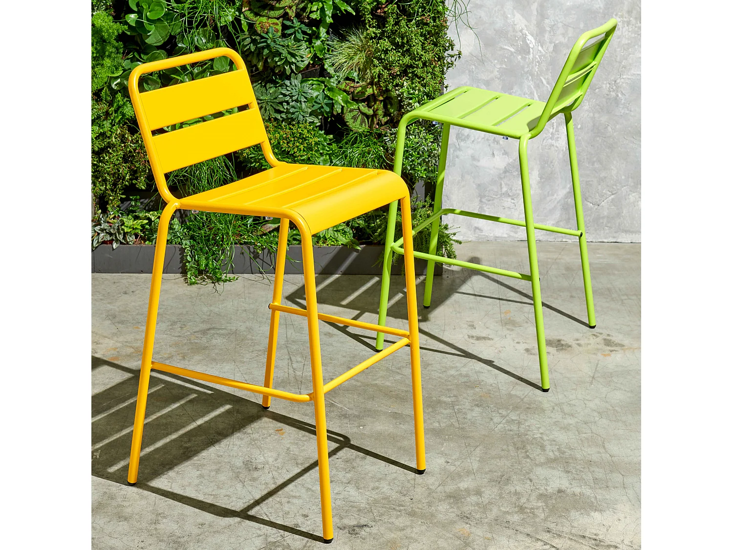 Chaise haute de jardin en métal vert  - Palavas