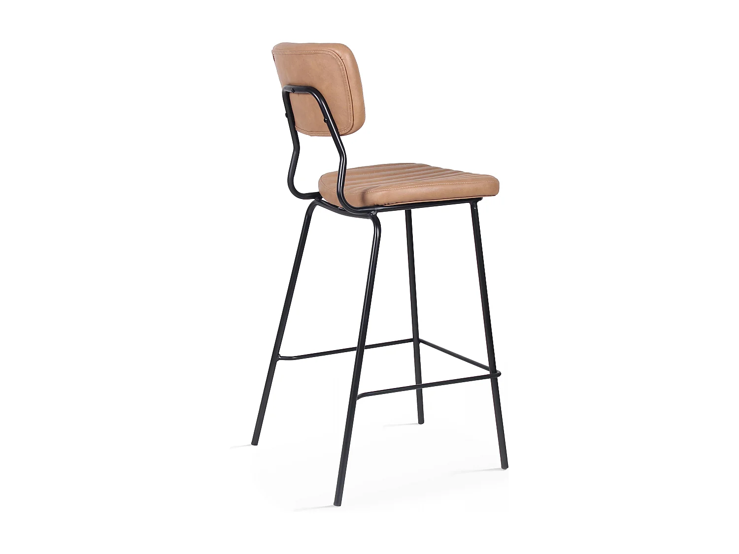 Lot de 2 chaises hautes en textile enduit marron clair