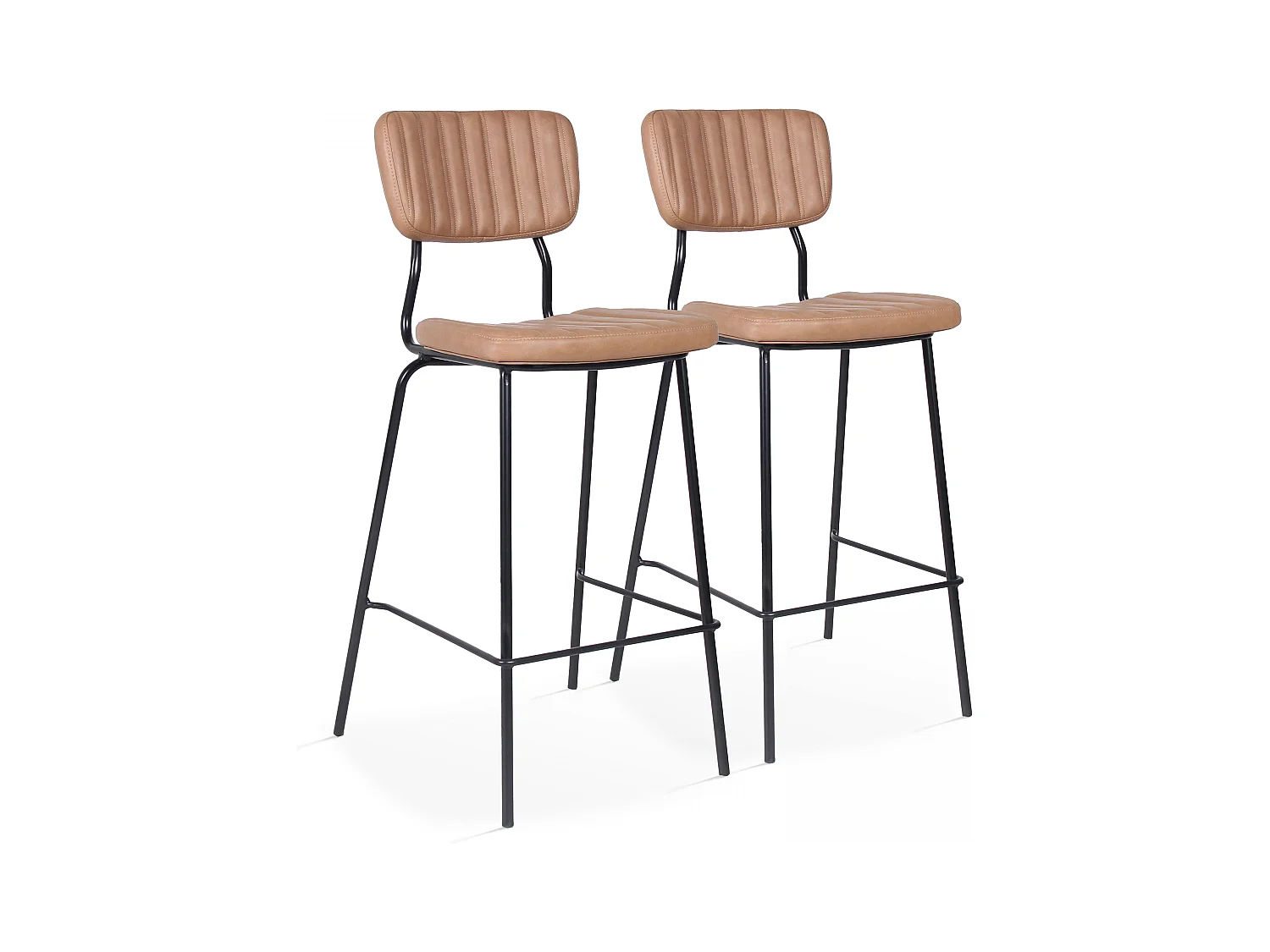 Set van 2 hoge stoelen in lichtbruin gecoat textiel