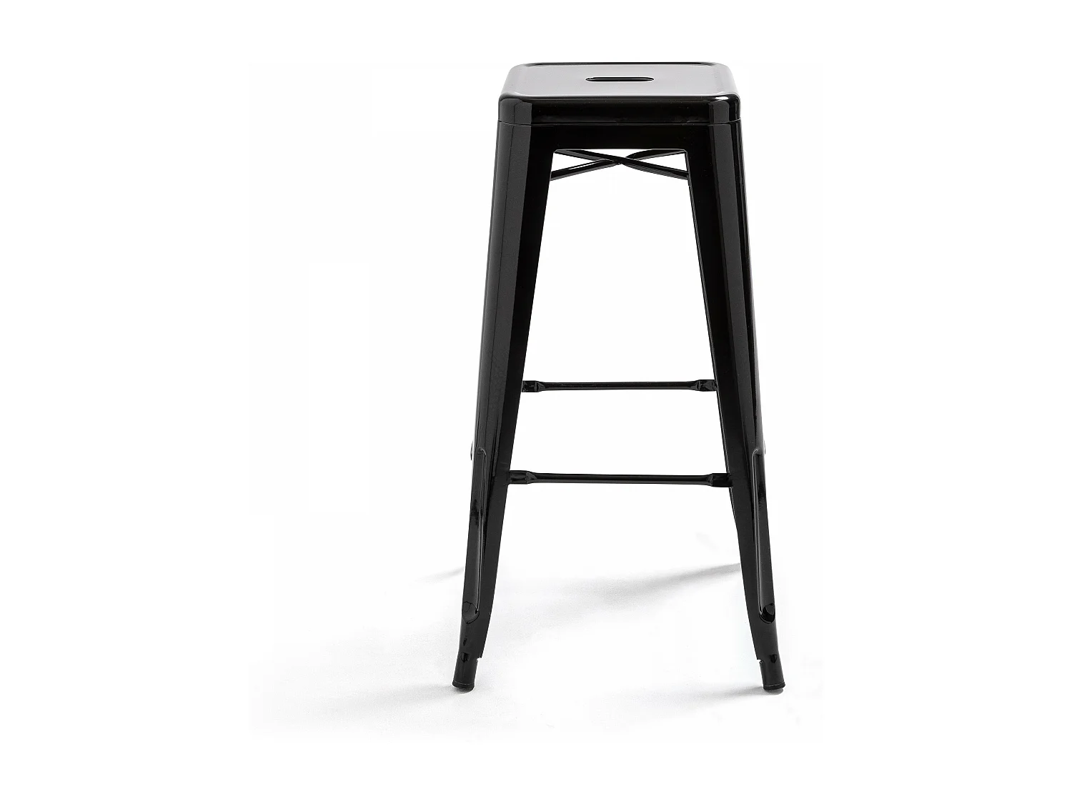 Lot de 4 tabourets de bar acier noir brillant