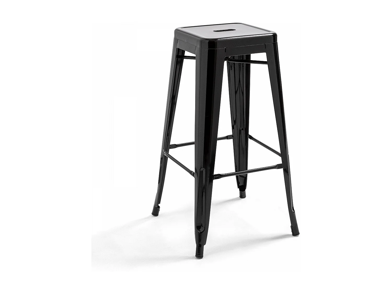 Lot de 4 tabourets de bar acier noir brillant