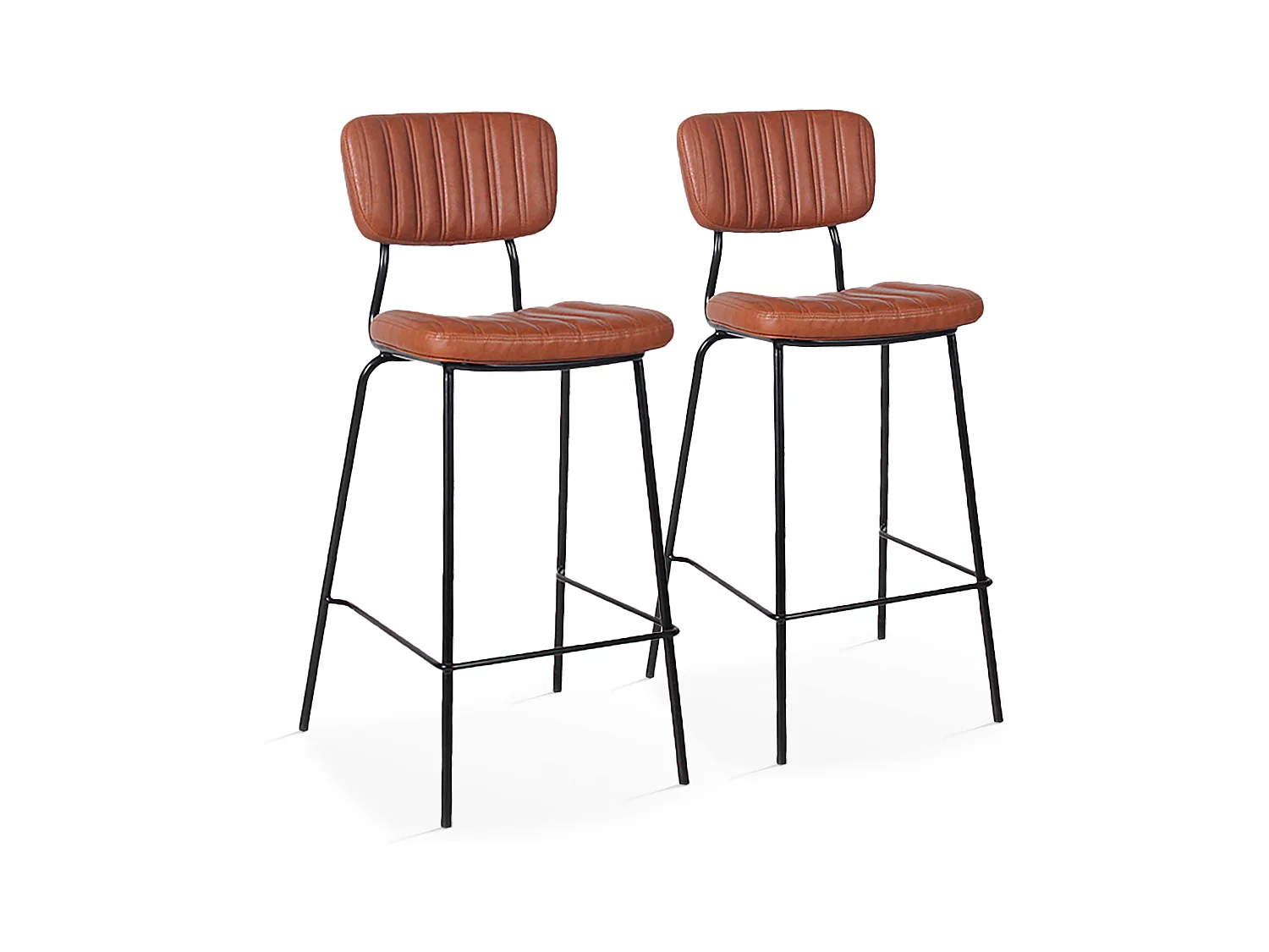 Lot de 2 chaises hautes en textile enduit marron foncé