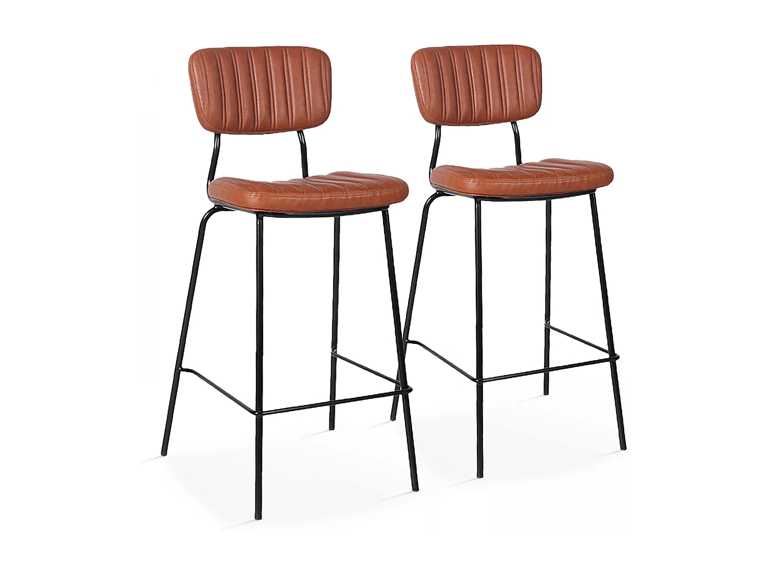 Lot de 2 chaises hautes en textile enduit marron foncé