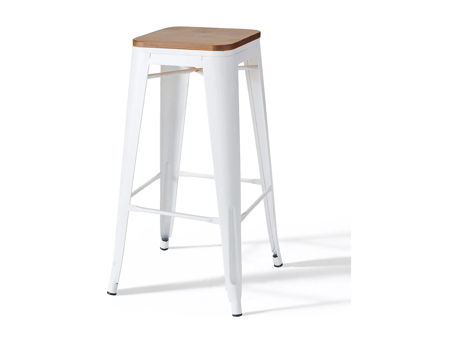Lot de 4 tabourets de bar en acier blanc