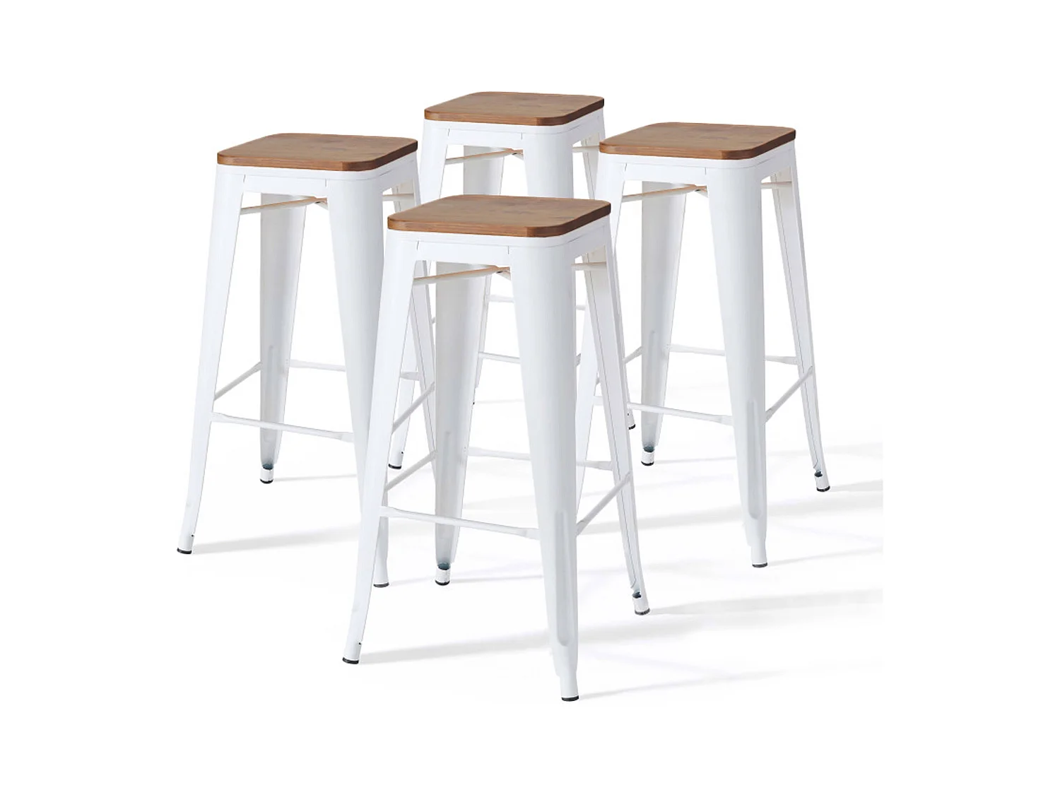 Lot de 4 tabourets de bar en acier blanc