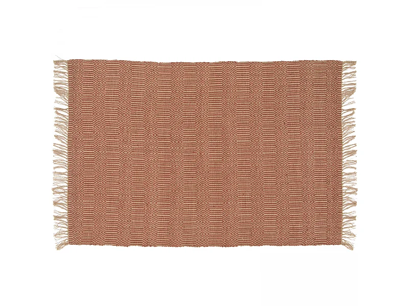 Tapis à franges en jute naturel tissé main terracotta 200 x 290 cm