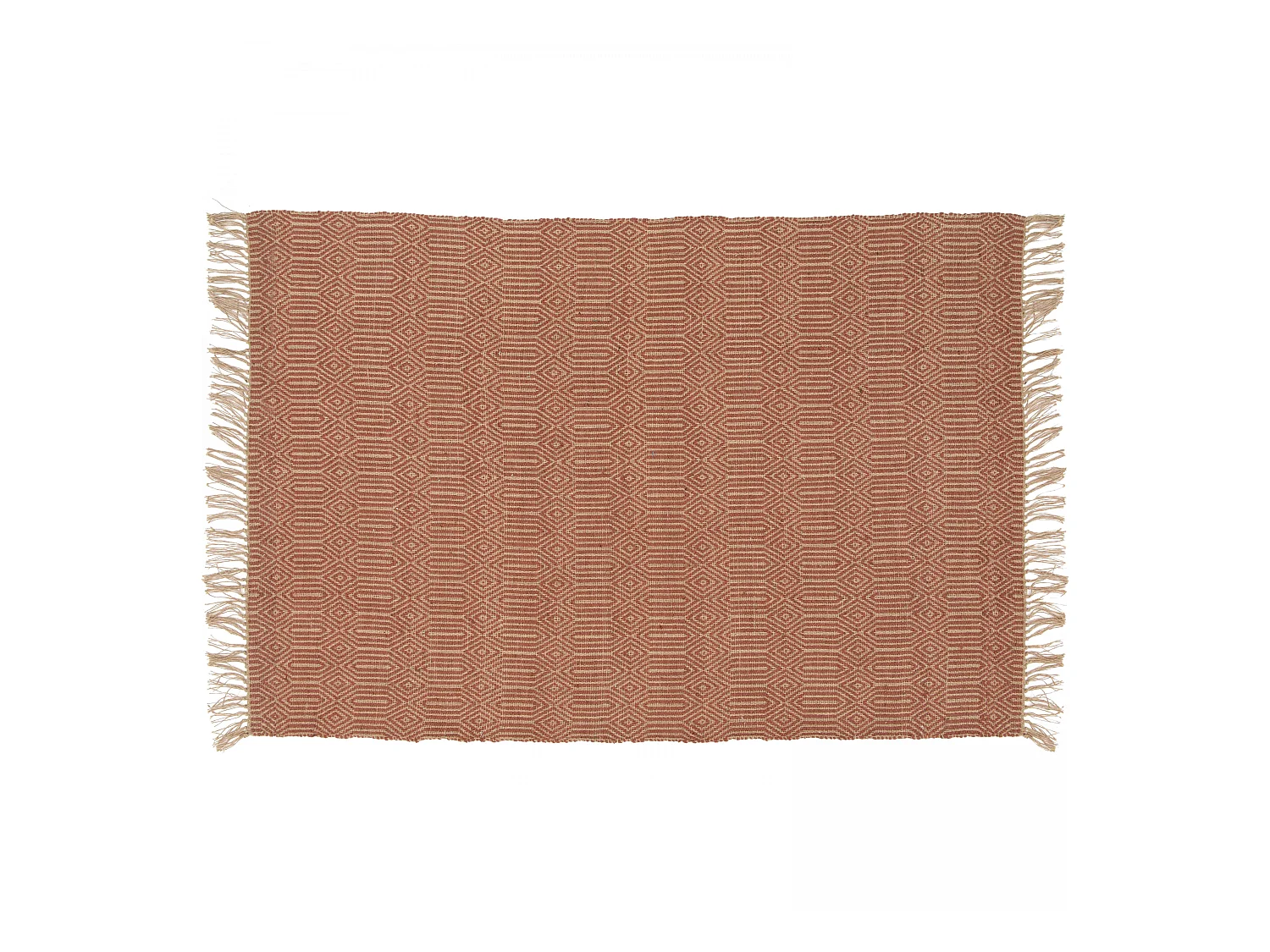 Tapis à franges en jute naturel tissé main terracotta 200 x 290 cm