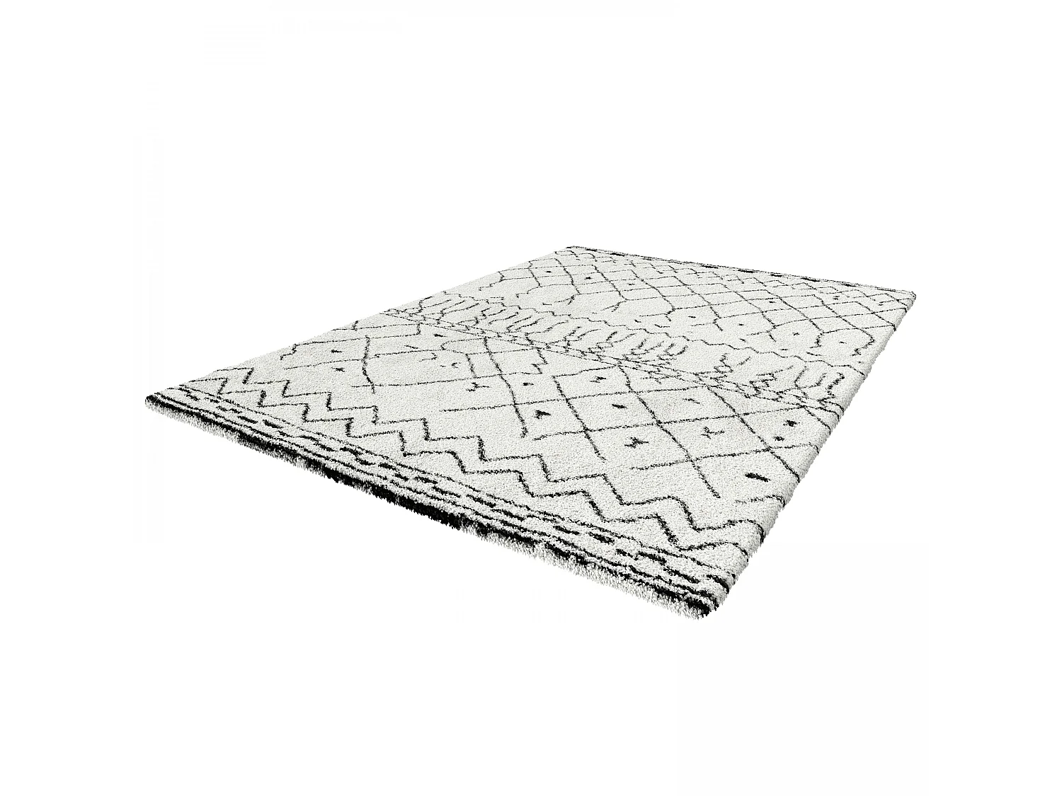 Tapis blanc à poils longs en polypropylène 120 x 170 cm