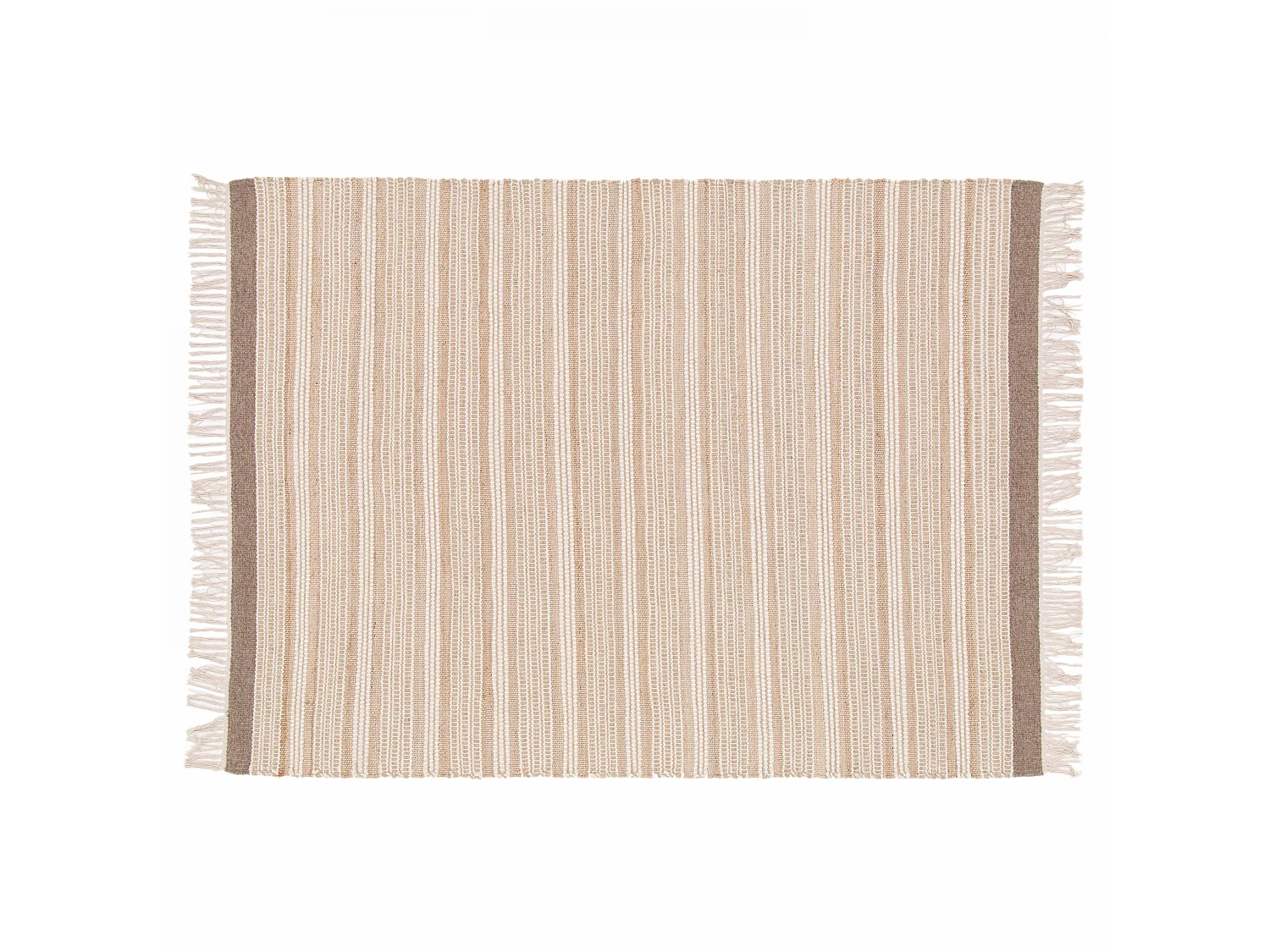 Tapis rectangulaire rayé en laine et jute tissé à plat 120 x 170 cm