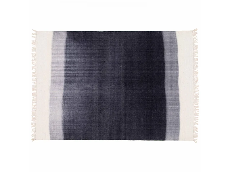 Tapis rectangulaire en laine tissé à plat bleu 160 x 230 cm