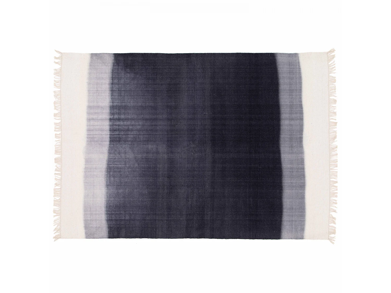 Tapis rectangulaire en laine tissé à plat bleu 160 x 230 cm