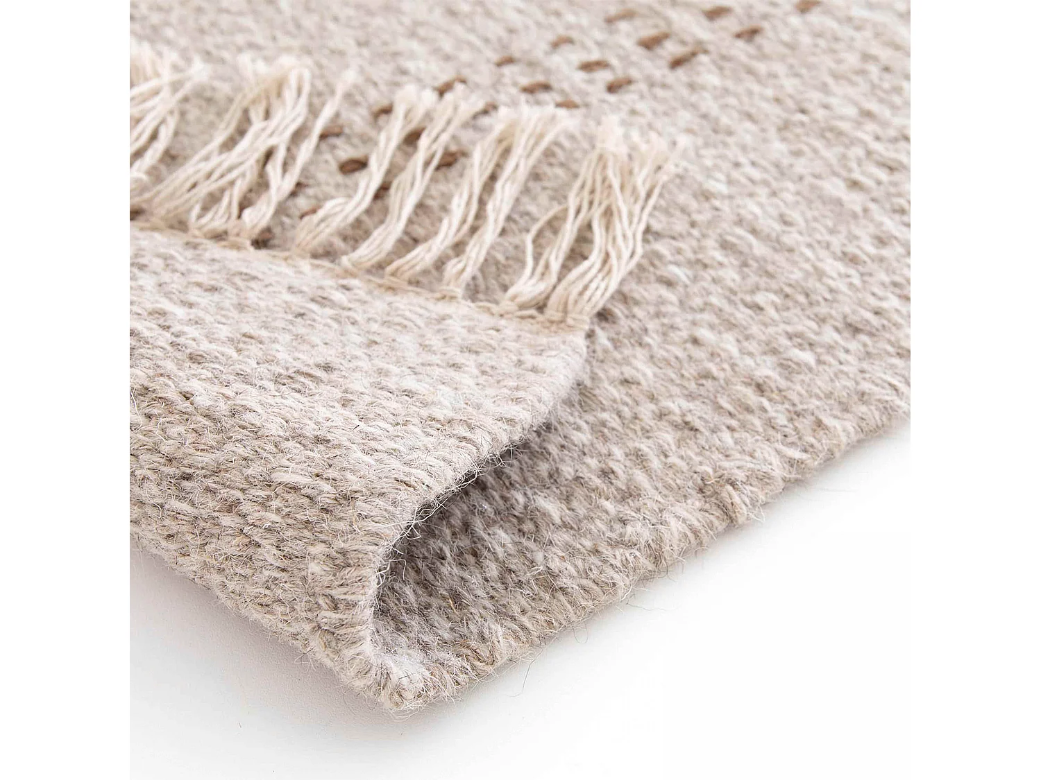 Tapis en laine et jute tissé à plat à motifs géométriques 120 x 170 cm