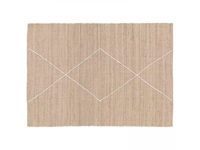 Tapis en jute naturel à motif losange tissé main 200 x 290 cm