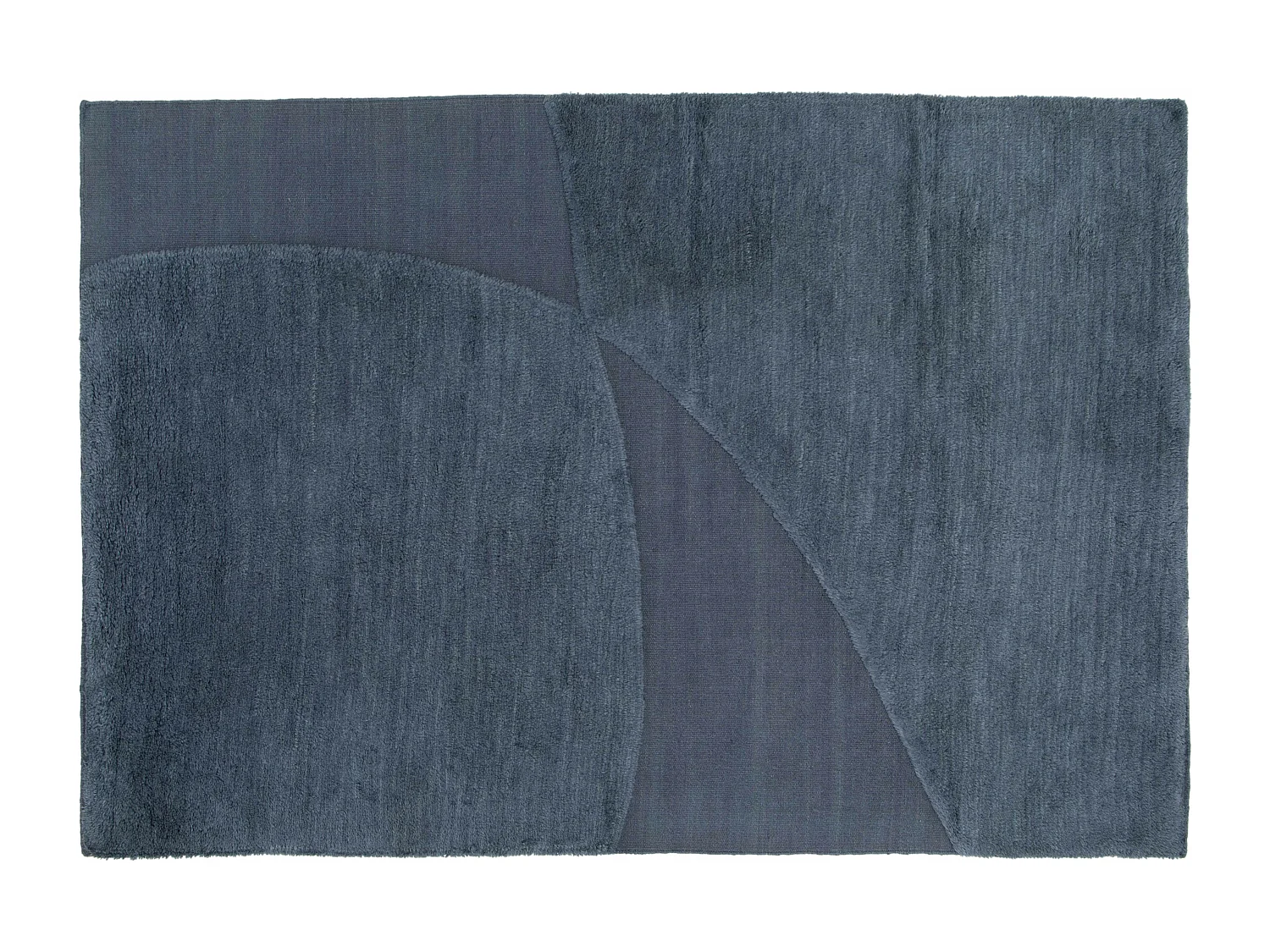 Tapis rectangulaire en laine à motif tissé main bleu 160 x 230 cm