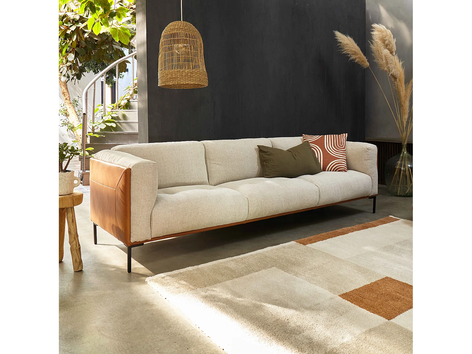 Tapis rectangulaire motif graphique à poils courts 120 x 170 cm